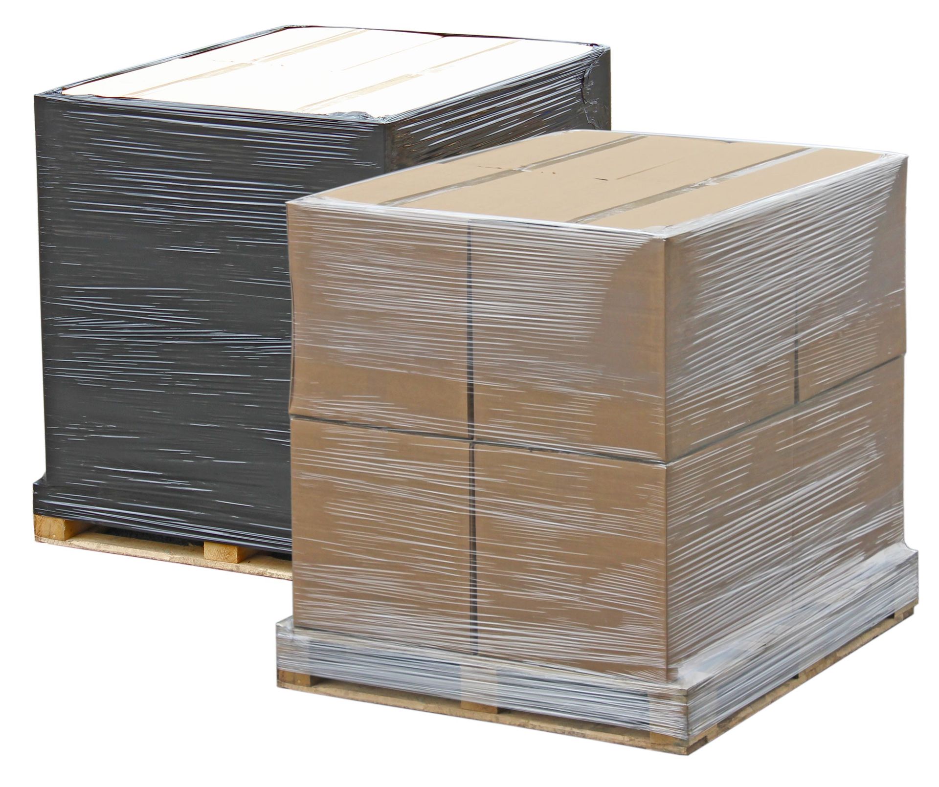 Pallets wrapped with stretch pallet wrap