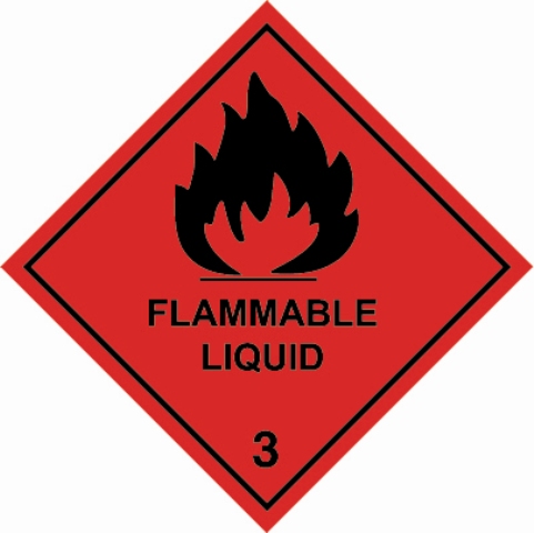 Vinyl Hazard Label 100 x 100mm 'Flammable Liquid' Class 3 (Roll of 250)