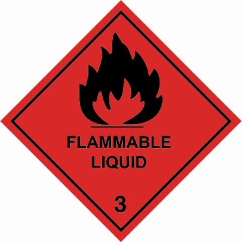 Vinyl Hazard Label 100mm x 100mm 'Flammable Liquid' Class 3 (Roll of 250)