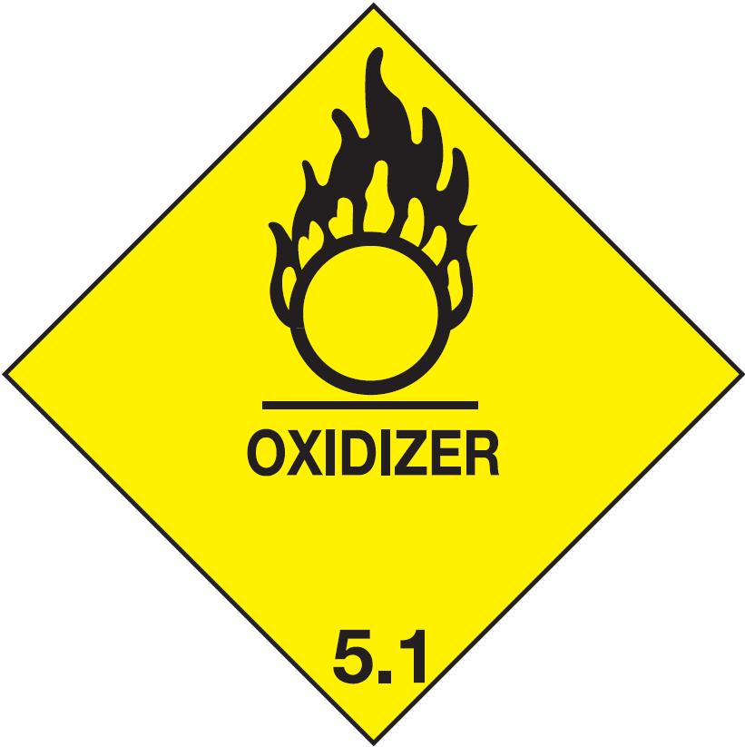 Vinyl Hazard Label 100 x 100mm 'Oxidizing Agent' Class 5.1 (Roll of 250)
