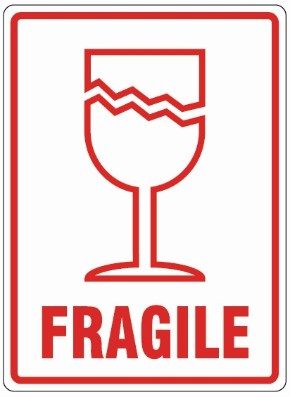 Vinyl Label 108mm x 79mm 'Fragile' (Roll of 500)