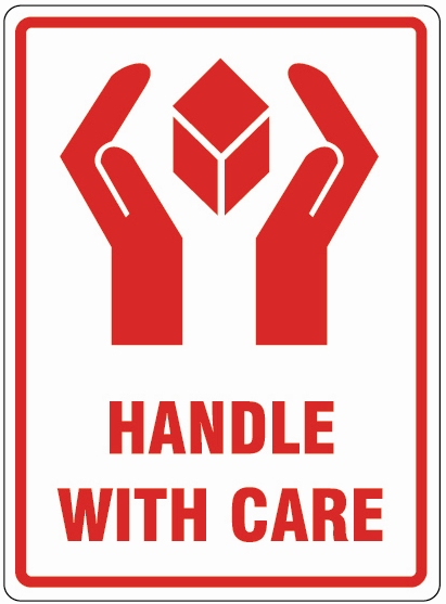 Vinyl Label 108mm x 79mm 'Handle With Care' (Roll of 500)