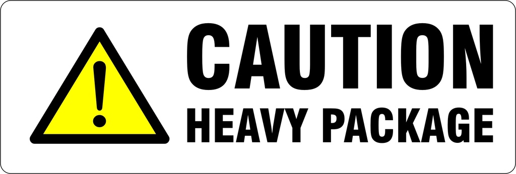 Vinyl Label 148 x 50mm 'Caution Heavy Package' (Roll of 500)