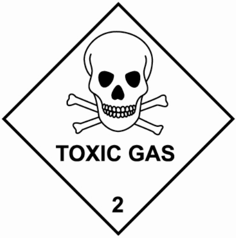 Vinyl Hazard Label 100mm x 100mm 'Toxic Gas' Class 2 (Roll of 250)