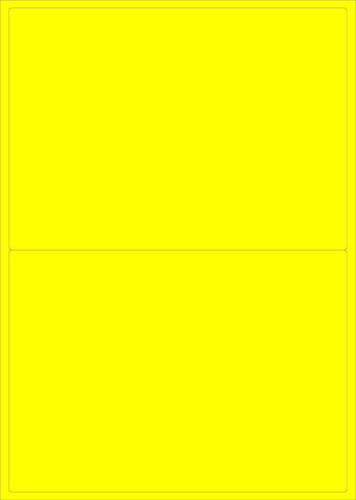 A4 Yellow Printer Label 2 per page (199.6 x 143.5mm) (Box of 500)