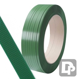[PETS1990E] Green Polyester Strapping 19mm x 0.9mm x 1200m Embossed