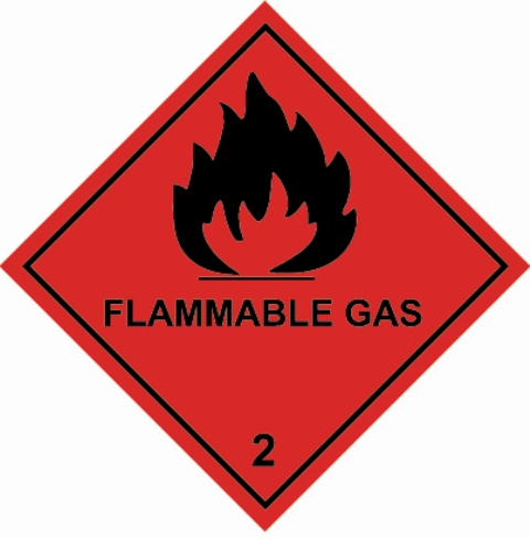 [VL100FG2] Vinyl Hazard Label 100 x 100mm 'Flamable Gas' Class 2 (Roll of 250)