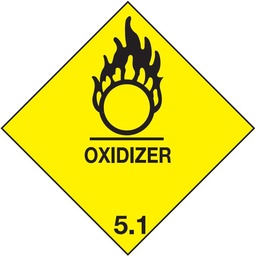 [VL100OXI] Vinyl Hazard Label 100mm x 100mm 'Oxidizing Agent' Class 5.1 (Roll of 250)