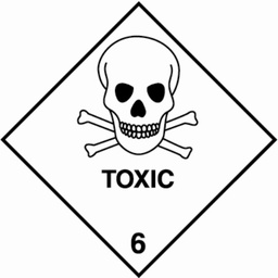 [VL100TOX] Vinyl Hazard Label 100mm x 100mm 'Toxic' Class 6 (Roll of 250)