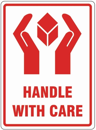 [VL108HA] Vinyl Label 108 x 79mm 'Handle With Care' (Roll of 500)