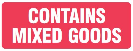 [VL89CMG] Vinyl Label 89mm x 32mm 'Contains Mixed Goods' (Roll of 1000)